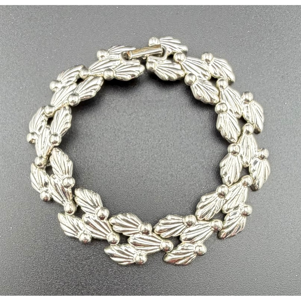 Napier Bracelet Silver Tone Vintage Art Deco Revival Fan Shell Link READ